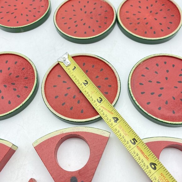 Vtg Watermelon Napkin Rings & Coasters Set 8 Each Summer Picnic Party Farrmhouse - Picture 9 of 9